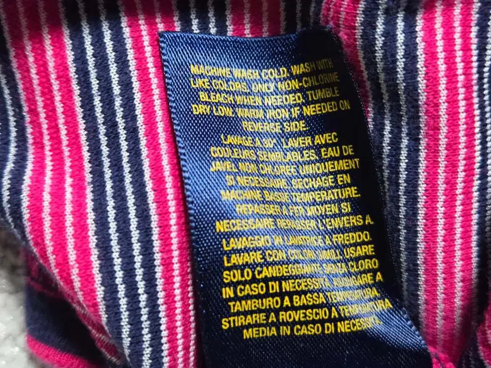 Polo Ralph Lauren Girls Pink and Navy Striped Short Sleeve Fit and Flare Dress